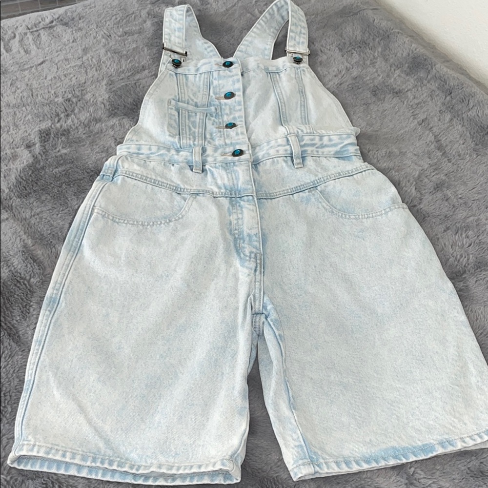 L.A. Gear Light Wash Denim Short Overalls